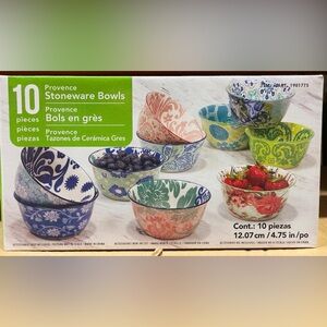 NEW Province Stoneware Colorful Ceramic 10 Piece Bowl Set